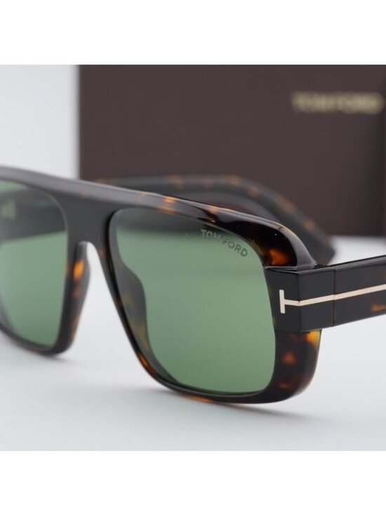 Tom Ford Turner FT1101 52N Shield Sunglasses - Dark Havana/Green main image 4